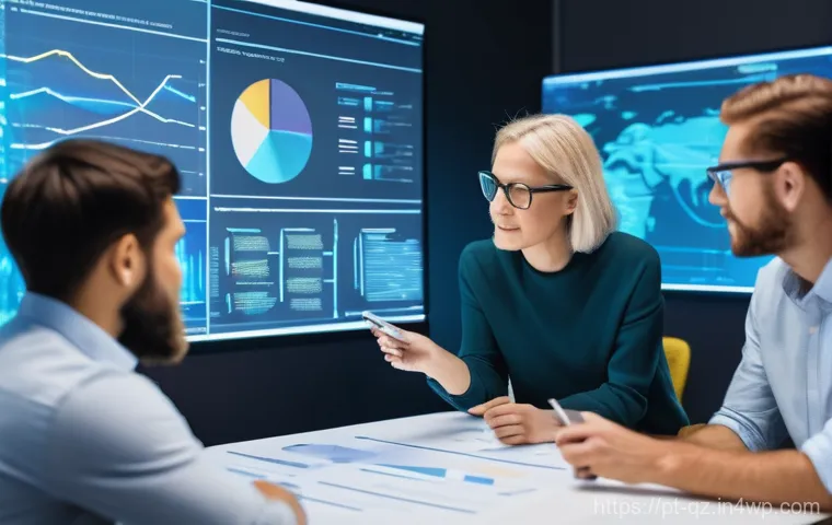 인지능력 증강을 위한 협업 플랫폼 - **Prompt:** A diverse team of 3-4 professionals (men and women of varying ages) in a vibrant, modern...