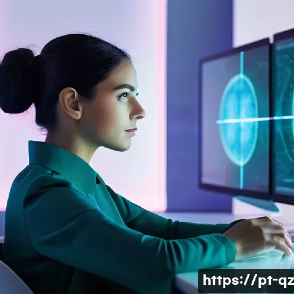 인지능력 증강 기술의 한계와 도전 - **Prompt:** "A young Portuguese woman in her late 20s, with a focused and intellectually curious exp...