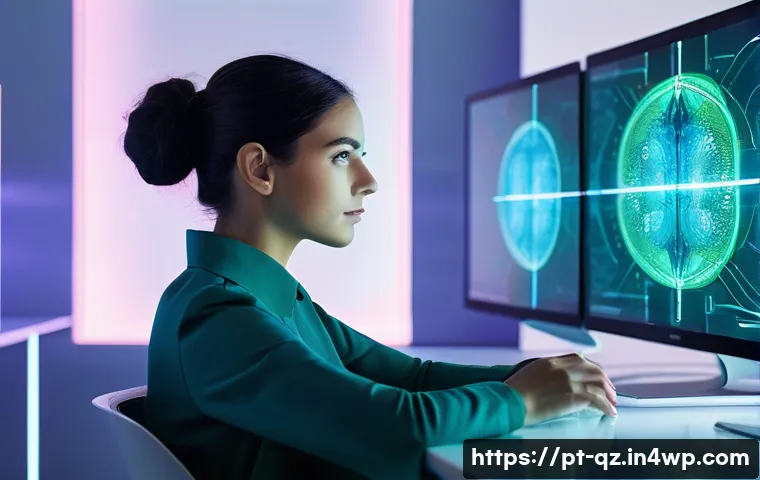 인지능력 증강 기술의 한계와 도전 - **Prompt:** "A young Portuguese woman in her late 20s, with a focused and intellectually curious exp...